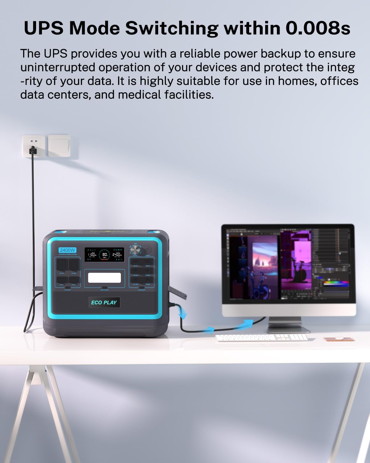 発電機・ポータブル電源 Eco Play 2400W Portable Power Station ECO PLAY Portable Power Station 2400W Solar Genera